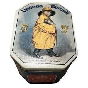 Vintage Uneeda Biscuit 5 Cent Tin, Bristolware Nabisco National Biscuit Company